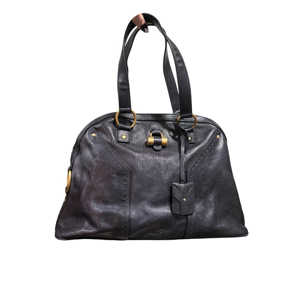 Yves Saint Laurent YSL Muse Black Leather Satchel Bag Gold Hardware - Picture 3 of 9